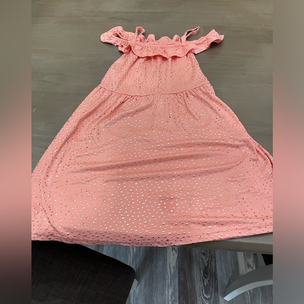 Peach and gold cotton dress